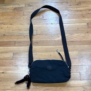 Black Crossbody Bag with Monkey Keychain